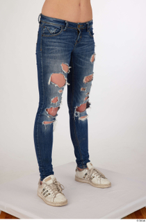  Olivia Sparkle blue jeans with holes casual dressed leg lower body white sneakers 0008.jpg